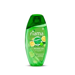 Fiama Happy Naturals shower gel, yuzu and bergamot with skin conditioners for moisturized skin, safe on sensitive skin body wash 250ml bottle