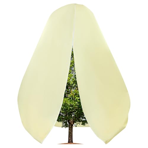 QWORK Winterschutzhaube für Pflanzen 250x360cm Atmungsaktiv & Wiederverwendbar Überwinterungszelt mit Kordelzug für Kübelpflanzen Obstbäume Sträucher