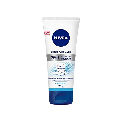 NIVEA Creme para Mãos Ação Antibacteriana 3 em 1 75g - Creme 3 em 1 com ação antibacteriana e sem álcool etílico, hidrata e protege as mãos do ressecamento, fortalecendo a barreira natural da pele