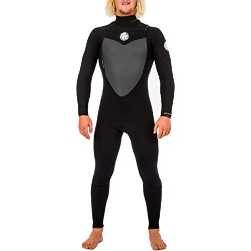 Rip Curl Mens Flashbomb 4/3mm Chest Zip Wetsuit - Black - Easy Stretch Lightweight Flash Lining