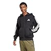 adidas Men's ESSENTIAL THREE STRIPES FLEECE ZIPPER HOODIE, black/white, XXL #3