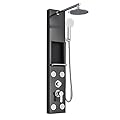 XAWSOP Shower Panel Black, Shower System with Storage Rack, Rainfall Shower Faucet Set SPA Massage Jet Bath Shower Column Double Handle Mixer Tap,