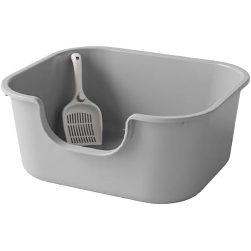 Vlwm 猫用トイレボックス 特大 オープン 防滴 オールインワン 巨大猫用トイレ 猫用トイレボックス 猫用品 正方形 オープントップ ペット用トイレボックス ポータブル サンドボックス コンテナ 防滴 深型 ペット用トイレボックス あらゆるタイプの猫砂に