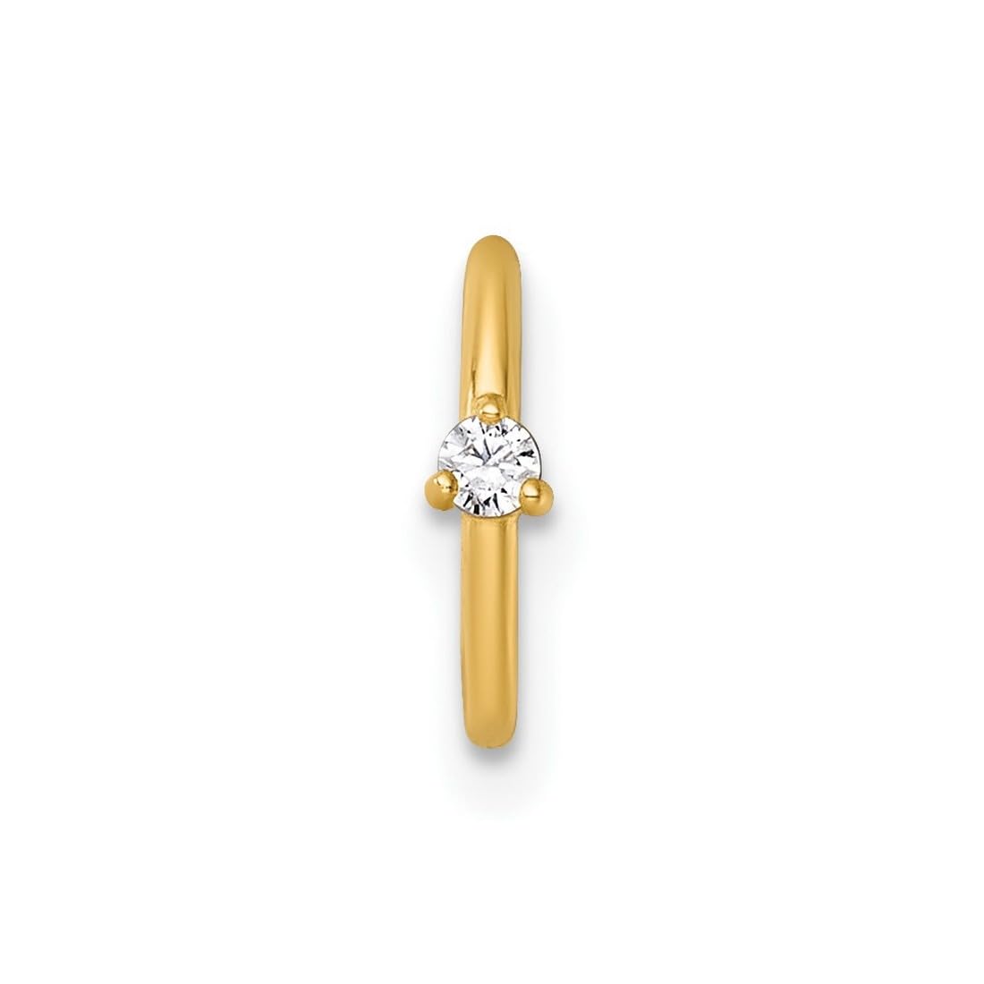 Knorpelring aus 14 Karat massivem Gold, 18 Gauge, polierter Zirkonia, simulierter Diamant, 8,0 mm, aufklappbarer Knorpelring, Schmuckgeschenk für Mutter, One Size, Zirkonia Edelstein Metall, Zirkonia