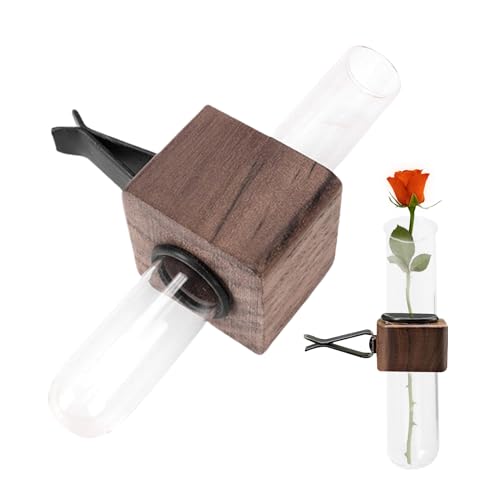 Clip de ventilación de maceta de coche | Puerta de tubo de madera | Elegante contenedor de mini planta, accesorio de ventilación para aviones seguro, decoración estética del salpicadero, ideal p