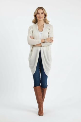 Image of ToBeInStyle Womens Open Front Long Sleeve Lightweight Asymmetrical Draped Cardigan with Side Pockets