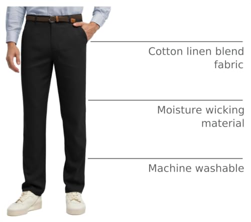 Image of Willit Men's Linen Pants Casual Linen Dress Pants Beach Summer Lightweight Trousers 28 inch 30 inch 32 inch
