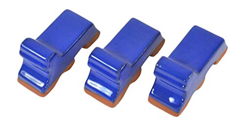Ceramic Pot Feet 3-Pack -Blue Glaze- Made In USA- Flower Pot Risers Glazed Ceramic - Handmade - Stoneware Clay - Frost Proof - Made For Planters- 3" Long x 1.5" Tall - Recommended for 14"-20" Pots - Thumbnail 4