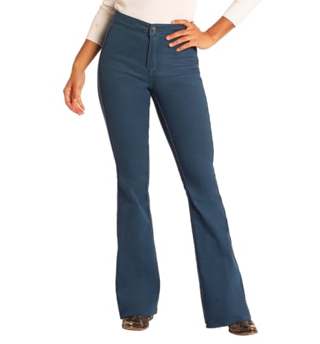 Rock & Roll Denim Women's Reversible Floral Button Flare Jeans4