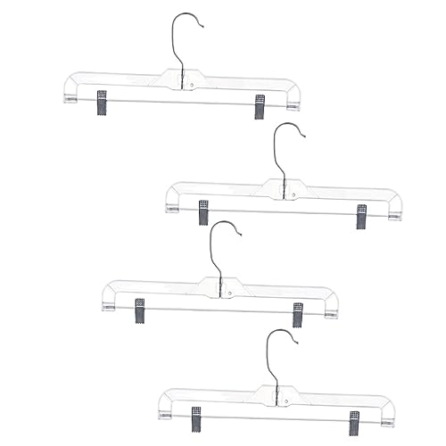 HOMOCONO 4pcs Telescopic Transparent Hanger Trousers Hanger Clothing Display Hanger Skirt Hangers with Clip Shirt Display Stand Wardrobe Coat Hanger Clothes Hangers for Pants Silver Plastic
