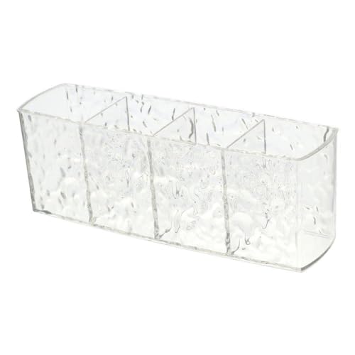 couponhub Transparent Acrylic 4-Compartment Makeup Organizer with Water Ripple Pattern Design,Makeup Brush Holder,Makeup Table Transparent Storage Box for Makeup Brushes, and More