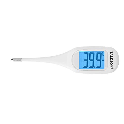 TalkJoy Sprechendes Fieberthermometer, Thermometer mit Sprachausgabe, sagt Temperatur an, ideal für Blinde, Sehbehinderte & Senioren, Digital Fiebermesser mit flexibler Spitze