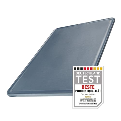 Fackelmann #easyprepare Schneidebrett mit Antirutschfüßen – Schneidbrett mit praktische Saftrille – Küchenbrett mit 36 cm x 24 cm x 0,8 cm, Weiß/Blau-grau