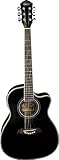 Oscar Schmidt 6 String OG1B 3/4 Size Dreadnought Acoustic Electric Guitar. Black, Right, (OG1CEB-A)