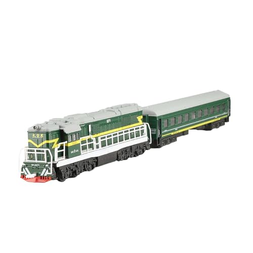 DuskHaven Tren Juguete Modelo Ferroviario de Colección con Locomotora Y Vagón en Aleación Y PP Efectos Especiales con Luz Y Sonido Adecuado para Niños Colección, Verde