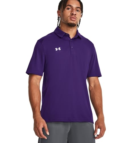 Under Armour Mens Tech Team Polo Shirt – Breathable and Quick Dry XLT Purple-White