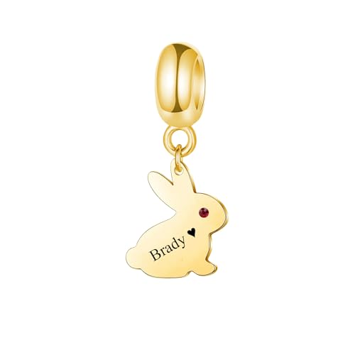 LONAGO Personalized Bunny Charm for Bracelet Sterling Silver 14K ...