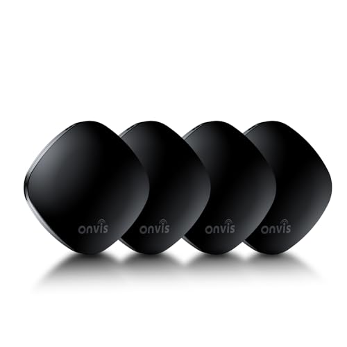 Onvis Item Finders Tracker Work with Apple Find My APP (iOS Only), Smart Bluetooth Locator for Keys, Luggage Suitcases, Bags Wallets, Backpack, IP67 Waterproof (4 Pack)