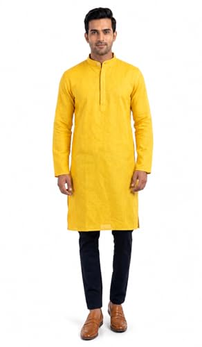 Image of Men's Traditional Ethnic Kurta Long Solid Casual