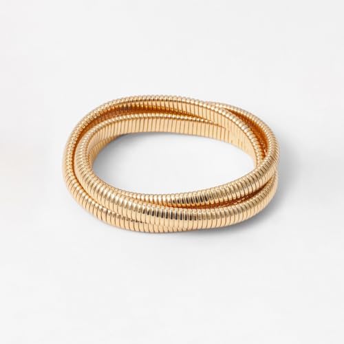 Chunky Bangle Bracelets Coil Stackable Snake Chain Bracelet Interlocking Layered Wrap Bangle Bracelets3