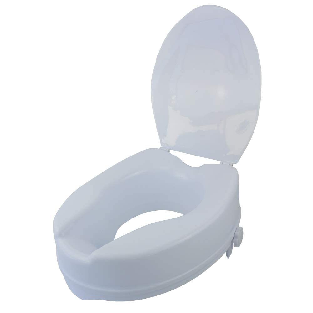 Mobiclinic, Marisma, Silla o Taburete de baño, de Ducha, ortopédica, Altura Regulable, Respaldo, Asiento en U, conteras Antideslizantes +, Elevador WC, con Tapa, 10 cm, Blanco, Titán