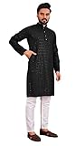 Shriva Fashion Men's Chikankari Kurta with lucknowi and sequence work for Festival & Casual Ethnic Wear (018) (Black, 44)