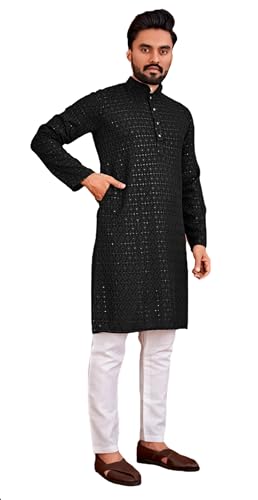 Shriva Fashion Men's Chikankari Kurta with lucknowi and sequence work