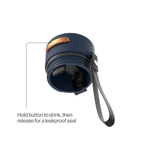 Image of Contigo AutoSeal 24 oz Stainless Steel Vacuum-Insulated Water Bottle with Leakproof Push-Button Spout & Lock, Carry Strap, BPA-Free & Lead-Free, Dishwasher Safe