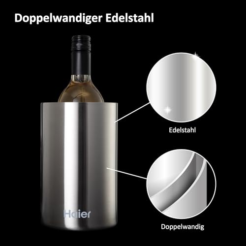 Haier HAWTB01 isolierter Weinkühler für Wein, Doppel Wand, Inox – Ansicht 3