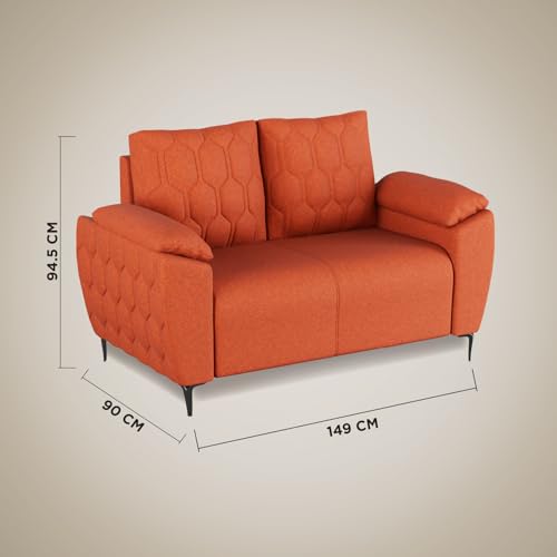 Image of Centuary Sleepables Modena Premium Sofa|Classy Quilted Suede Fabric Upholstery|Fiber-Filled Back Cushion|Wide Plush Fibrefilled Armrests|Ergonomic Lumbar Support |Walnut Brown|3 Years Warranty