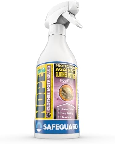 NOPE! Moth Killer Spray (500ml) - Fast acting, Odourless, Long-lasting Moth Repellent for Clothes, Home, Wardrobe, Room & Carpets.