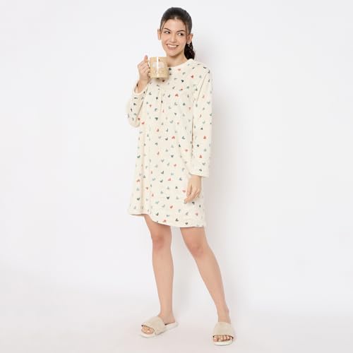 Image of CAMEY Women's Printed Nightgown, Long Sleeves, Nighty
