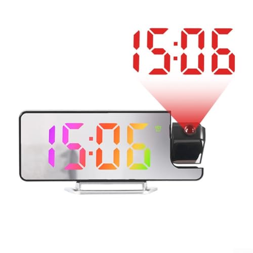 Reloj despertador digital de proyección con pantalla ajustable multiángulo, sensor de temperatura y pantalla LED verde grande, proyector de tiempo de techo o pared para decoración de dormitorio y