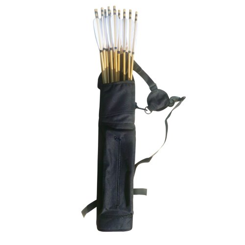 Best-selling Hunting Back Arrow Quiver Archery Target Quiver Canvas Arrow Quiver With Brace Without Arrows (Black)