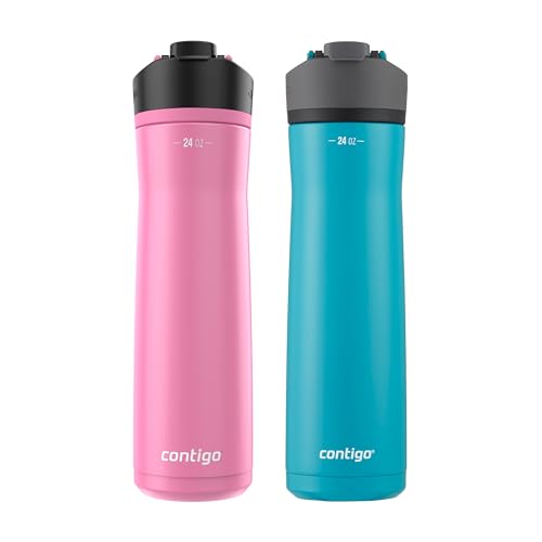 Image of Contigo Cortland Chill 2.0 Stainless Steel Water Bottle with AUTOSEAL Lid 24 oz Juniper and Azalea 2-Pack