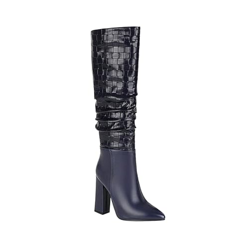 YAOJIWANG 2024 Botas De Agua Altas Botas Mujer Invierno Altas Zapatos de Cordones Vintage Otoño Largo Botines Tacón Plano Cordones Comodas Botas de Barril Medio Outdoor Que Caminan Original