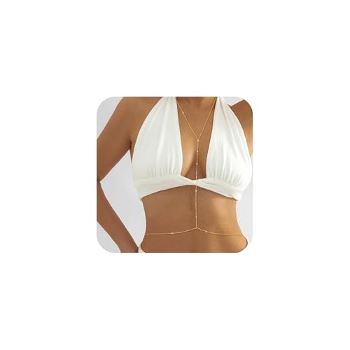 XFSRG 14K Körperketten Damen Brustkette Sexy Body Chain Vergoldet Bauchkette Verstellbar Taillenkette Bikini Körperschmuck Strand Accessoire für Party Hochzeit Festival