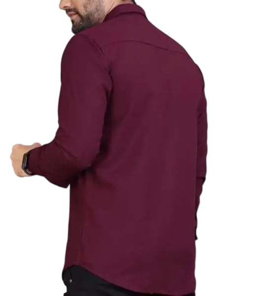 Image of Mahima Ethnic Centre's Men's Solid Formal Shirt Cotton Slim Fit Business Casual Button Down