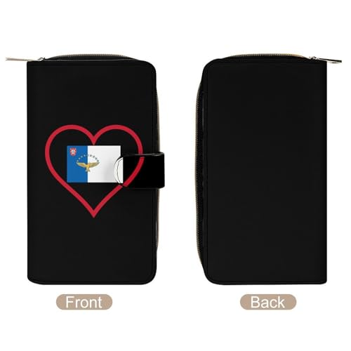 I Love Azores Red Heart Long Wallet for Women Men Purses Coin Pouch Credit Card Holder Organizer3