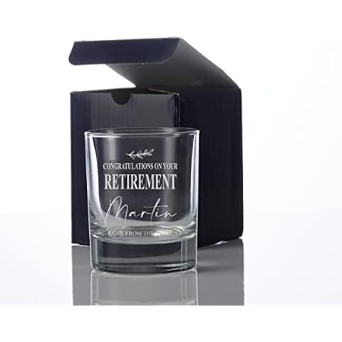 Engraved Personalised Retirement Whiskey Glass Gift Cover