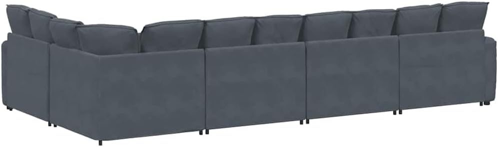 Modular Sofa Dark Grey Velvet (100% Polyester) L-Shaped Modular Living Room Furniture
