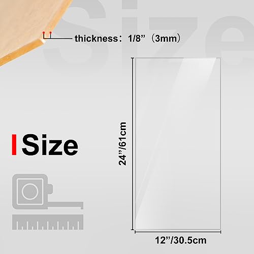 Image of KINLINK 12x24 Plexiglass Sheets 1 /8 inch Thick, 3mm Clear Cast Acrylic Sheet, Plastic Board for DIY Project, Craft, Window Glass, Table Top, Picture Frame, Acrylic Sign and Wedding Invitation 1 Pack