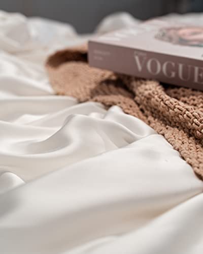 Boomba Bamboo Housse de couette blanche 100% bambou naturel | Doux soyeux | Biologique | Hypoallergénique (200x200)