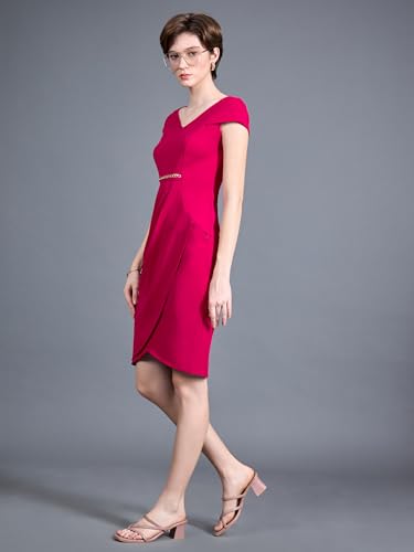 Image of Miss Chase Women's Sleeveless Collared Bodycon Above-Knee Polyester Dress