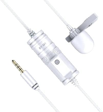 (Refurbished) Boya BYM1 Omnidirectional Lavalier Condenser Microphone with 20ft Audio Cable (White) for Vlog, Video, Youtube for Smartphones, Mac, PC, tablet, Camera (BY-M1 WHITE)