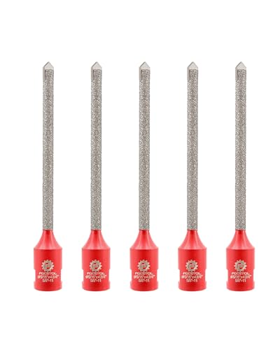 FOCSTOL Diamond Mortar Raking Bit - 5pcs Mortar Router Bit with Carbide Tipped for Mortar Removal and Tuck Pointing Masonry Stone Brick Removal 5/16''x4-3/4''(8x121mm)