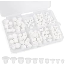 100PCS Silicone Rubber Tapered Plug, Coldairsoap Black T-Type Hole Plug High Temp 10 Sizes for Round Hole Plugs, Spraying, Powder Coating, Painting Waterproof Sealing Protection White