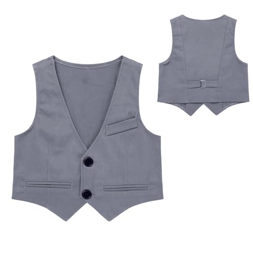 Choomomo Boys Classic Fit Suit Vest V-Neck Single-Breasted Dressy Waistcoat Sleeveless Jacket Top3