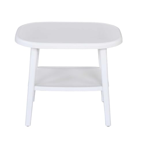 Image of Nilkamal Arena Plastic Side Table with Storage Shelf | End Table | Corner Table | for Home, Living Room, Office, Balconies, Patios | Milky White