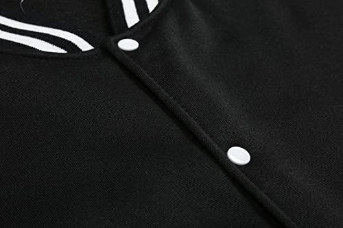 Image of Varsity Jacket Women Men's Baseball School Uniform Button Up Unsex Adult Long Sleeve Coat Fashion Jacket